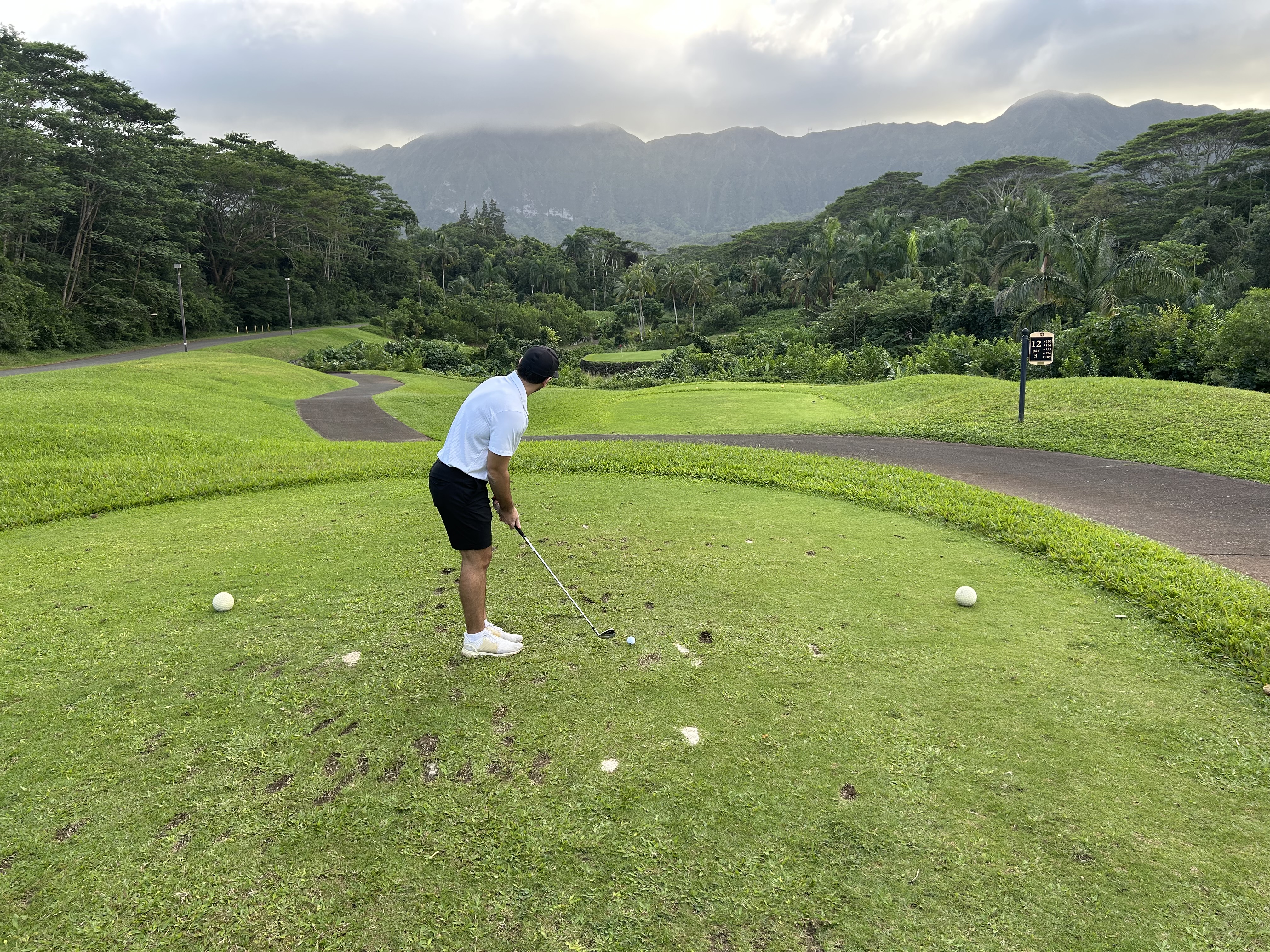 Playing golf